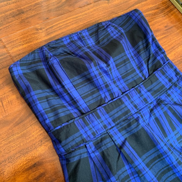NWT Ben Sherman Strapless Blue Plaid Dress - Picture 2 of 7